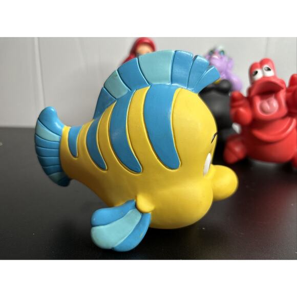 Vintage The Little Mermaid Bath Toy Lot - Ursula Flounder Sebastian Figures - Picture 2 of 16